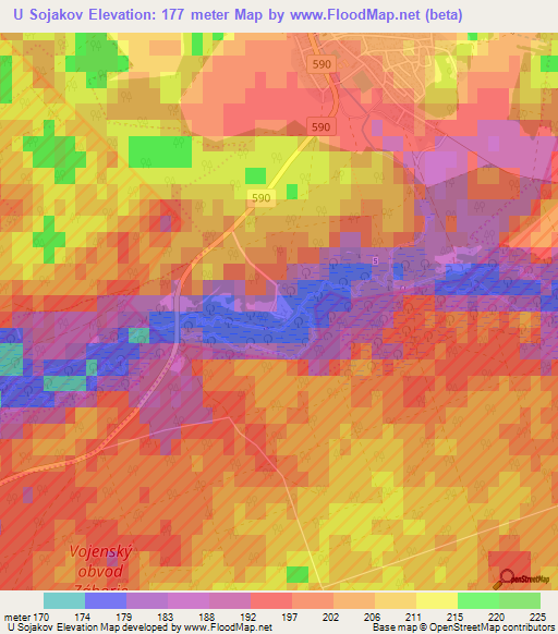 U Sojakov,Slovakia Elevation Map