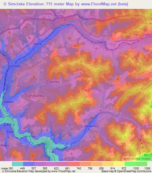 U Simciska,Slovakia Elevation Map