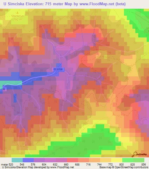 U Simciska,Slovakia Elevation Map