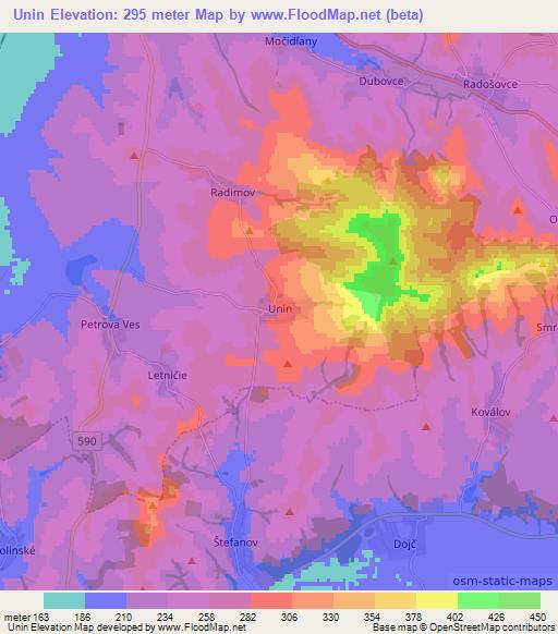 Unin,Slovakia Elevation Map