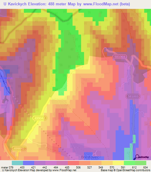 U Kavickych,Slovakia Elevation Map