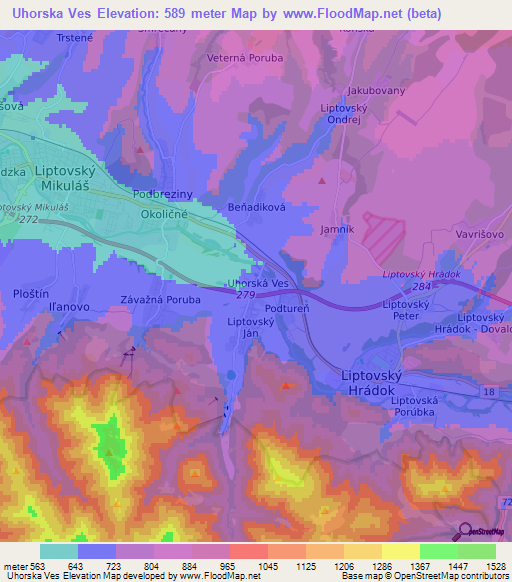 Uhorska Ves,Slovakia Elevation Map