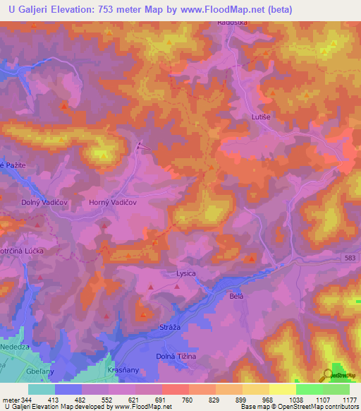 U Galjeri,Slovakia Elevation Map
