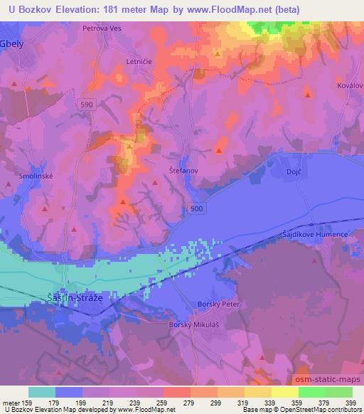 U Bozkov,Slovakia Elevation Map