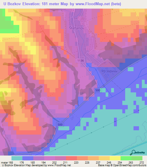 U Bozkov,Slovakia Elevation Map