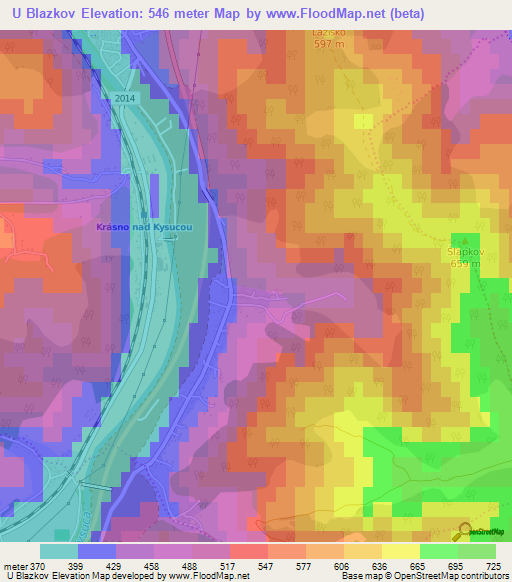 U Blazkov,Slovakia Elevation Map