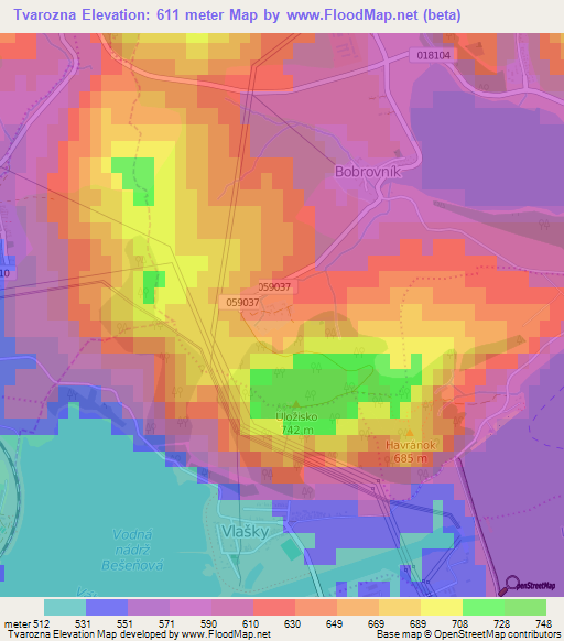 Tvarozna,Slovakia Elevation Map