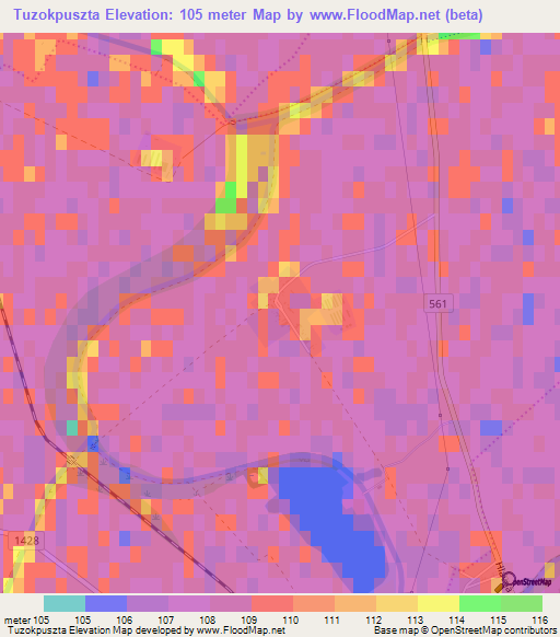 Tuzokpuszta,Slovakia Elevation Map