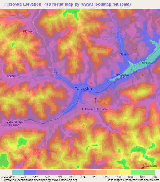 Turzovka,Slovakia Elevation Map