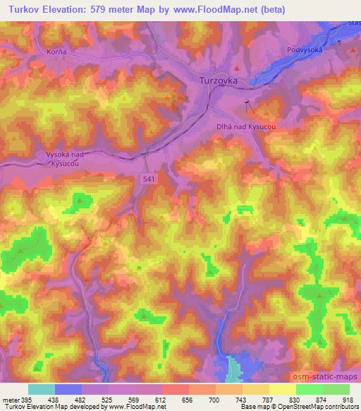 Turkov,Slovakia Elevation Map