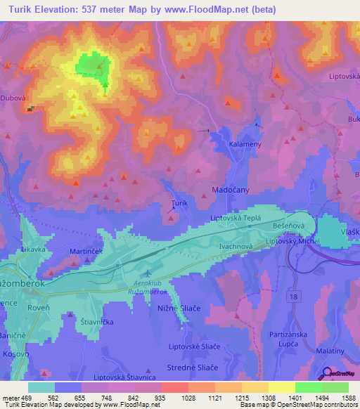 Turik,Slovakia Elevation Map