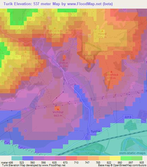 Turik,Slovakia Elevation Map