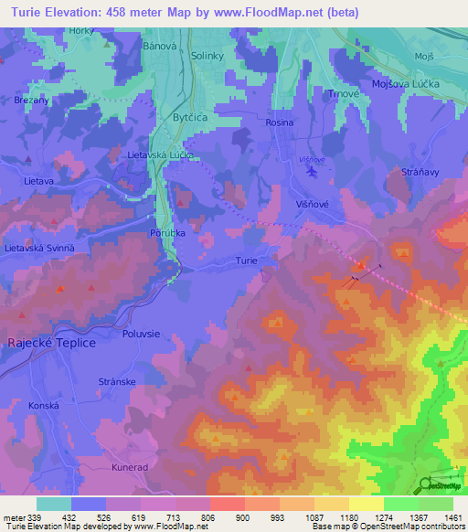 Turie,Slovakia Elevation Map