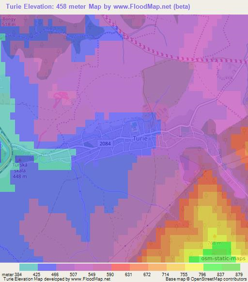 Turie,Slovakia Elevation Map