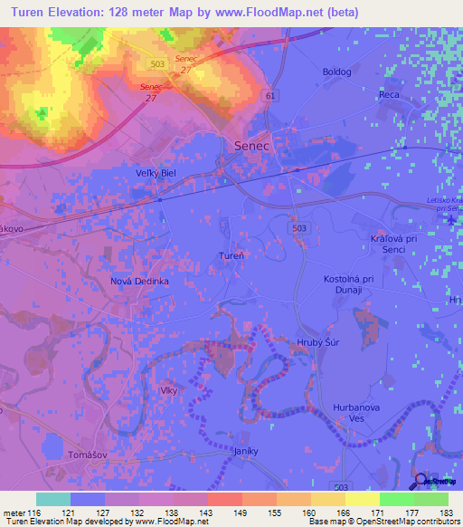 Turen,Slovakia Elevation Map