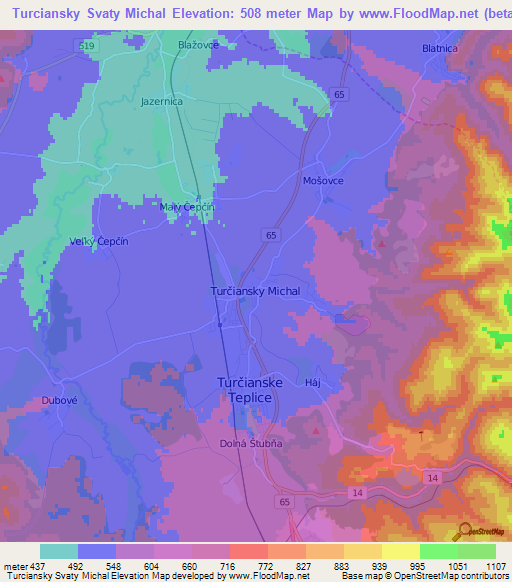 Turciansky Svaty Michal,Slovakia Elevation Map