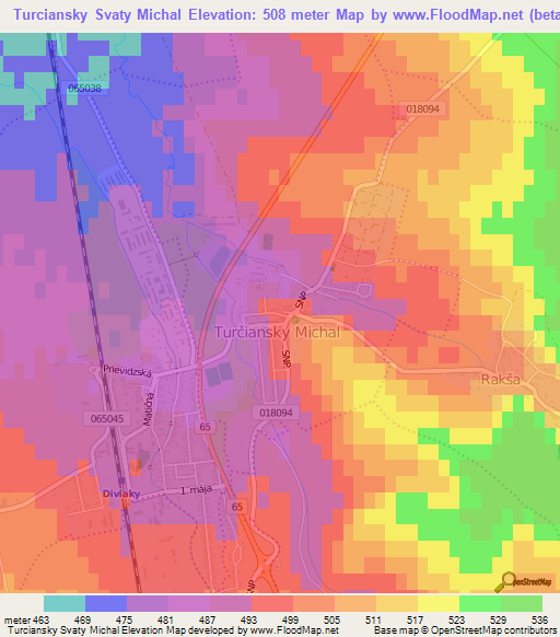 Turciansky Svaty Michal,Slovakia Elevation Map
