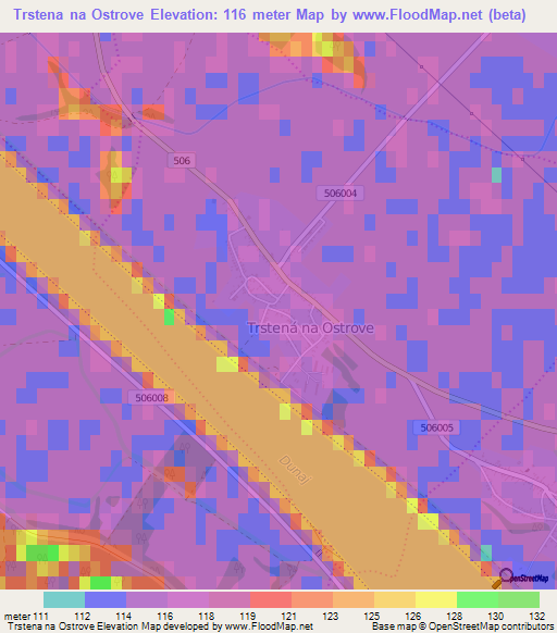 Trstena na Ostrove,Slovakia Elevation Map