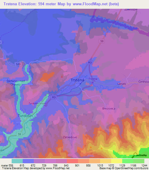 Trstena,Slovakia Elevation Map