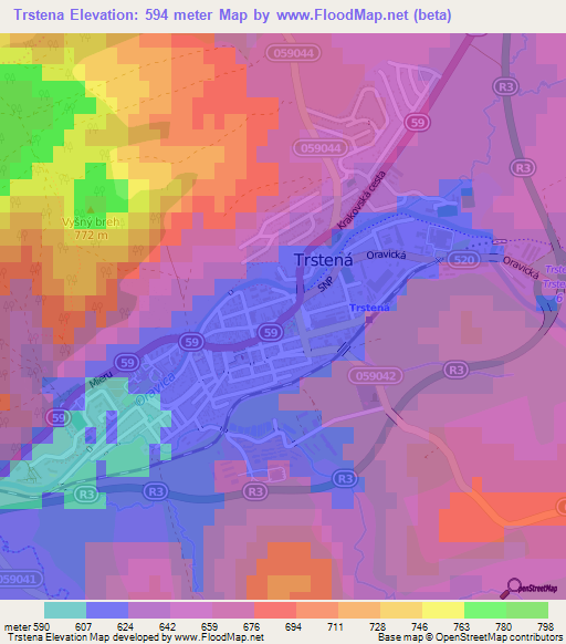 Trstena,Slovakia Elevation Map