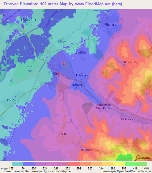Trnovec,Slovakia Elevation Map