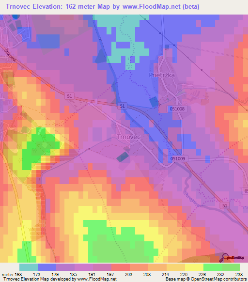 Trnovec,Slovakia Elevation Map