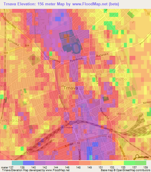 Trnava,Slovakia Elevation Map