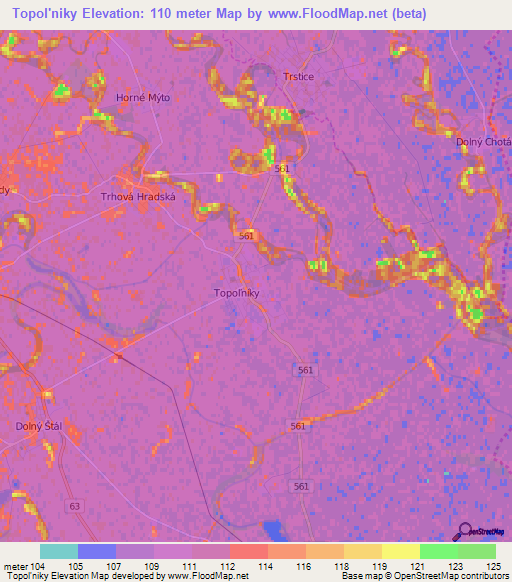 Topol'niky,Slovakia Elevation Map