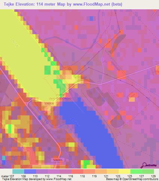 Tejke,Slovakia Elevation Map