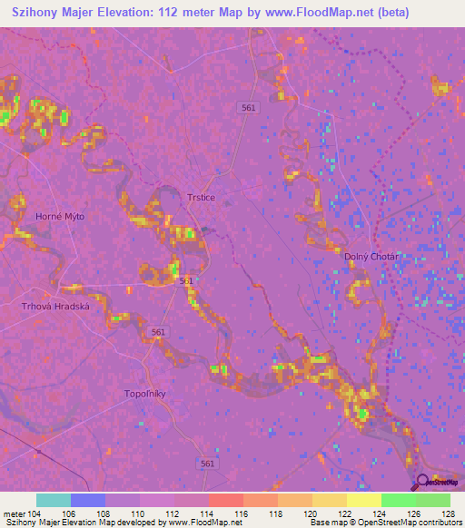 Szihony Majer,Slovakia Elevation Map