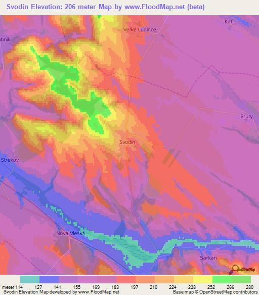 Svodin,Slovakia Elevation Map