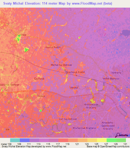 Svaty Michal,Slovakia Elevation Map