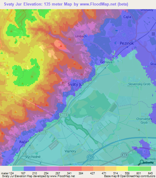 Svaty Jur,Slovakia Elevation Map