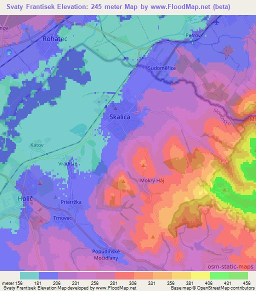 Svaty Frantisek,Slovakia Elevation Map