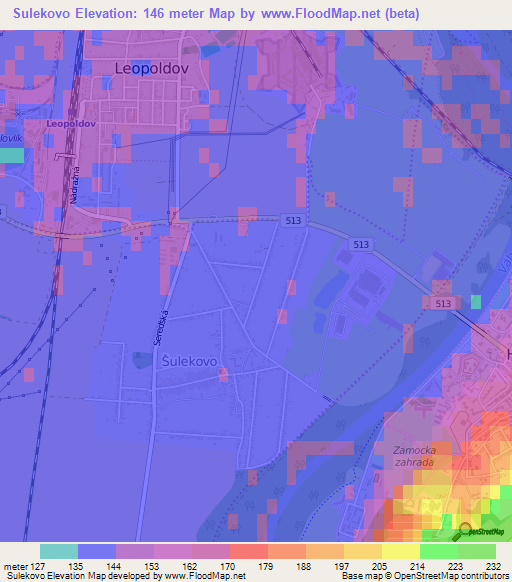 Sulekovo,Slovakia Elevation Map