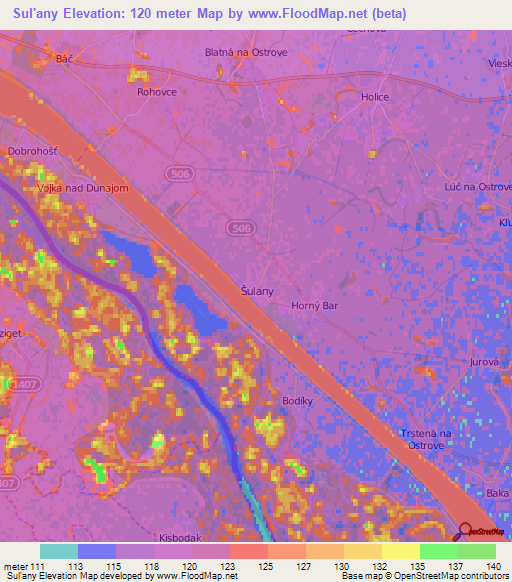 Sul'any,Slovakia Elevation Map