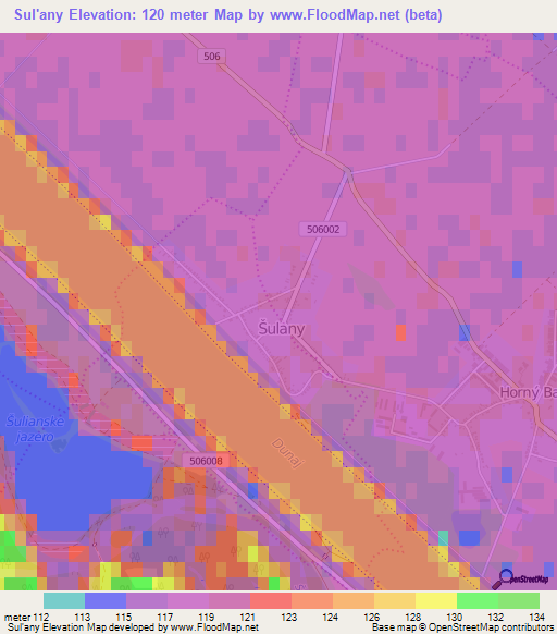 Sul'any,Slovakia Elevation Map
