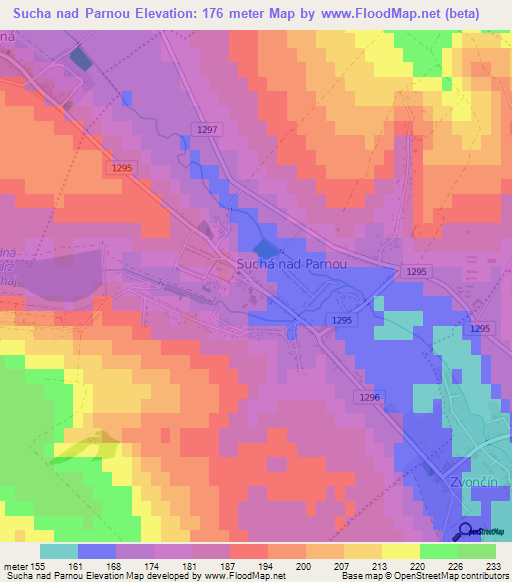Sucha nad Parnou,Slovakia Elevation Map