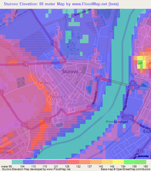 Sturovo,Slovakia Elevation Map