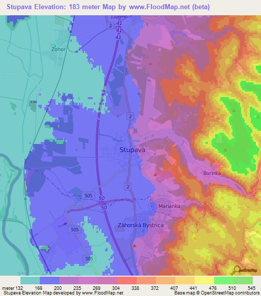 Stupava,Slovakia Elevation Map
