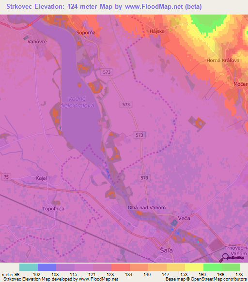 Strkovec,Slovakia Elevation Map