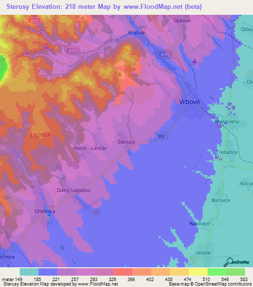 Sterusy,Slovakia Elevation Map