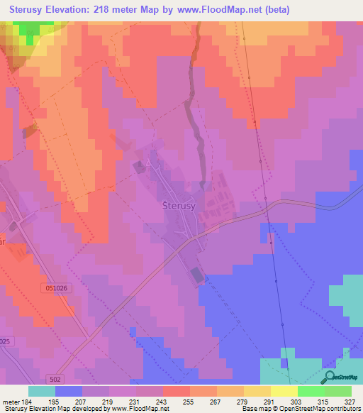 Sterusy,Slovakia Elevation Map