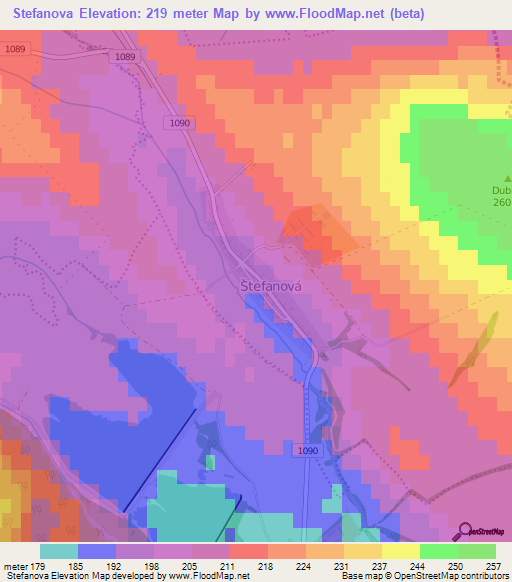 Stefanova,Slovakia Elevation Map