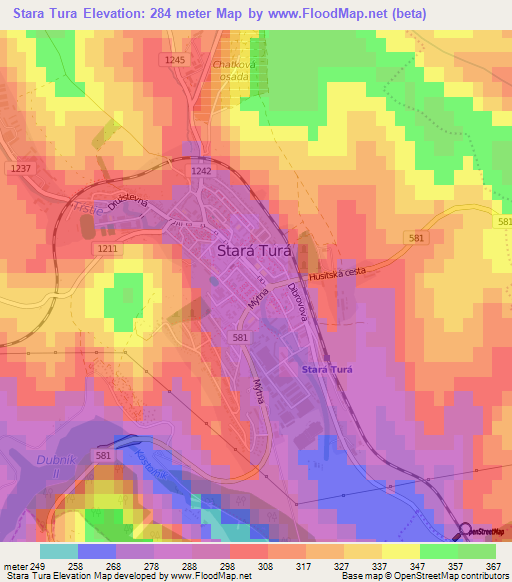 Stara Tura,Slovakia Elevation Map
