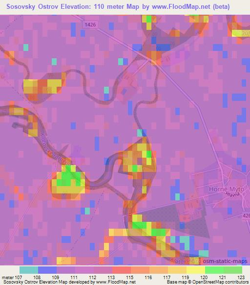 Sosovsky Ostrov,Slovakia Elevation Map