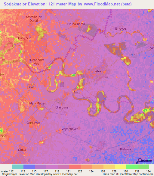 Sorjakmajor,Slovakia Elevation Map