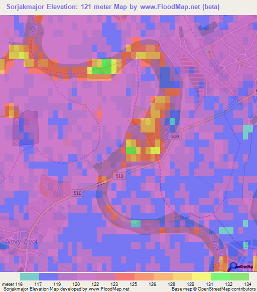 Sorjakmajor,Slovakia Elevation Map