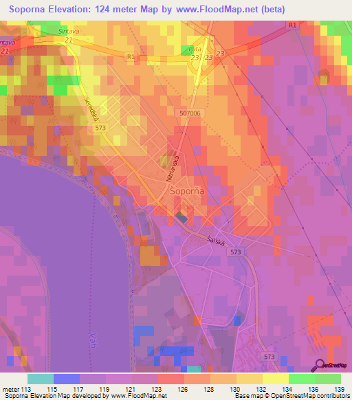 Soporna,Slovakia Elevation Map