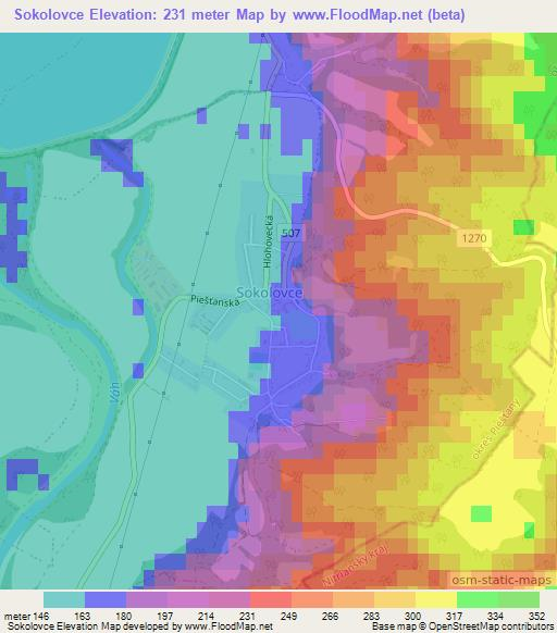 Sokolovce,Slovakia Elevation Map